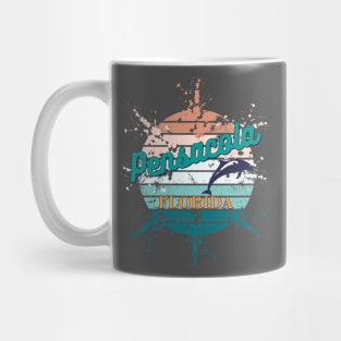 Pensacola Florida Exploding Retro Vintage Sunset T-Shirt Mug